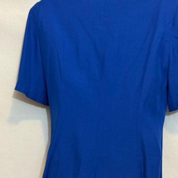 B-278 Reina Vintage 80s Blue Embroidered Puffy Sleeve Skirt Set Size 12 - Picture 6 of 16